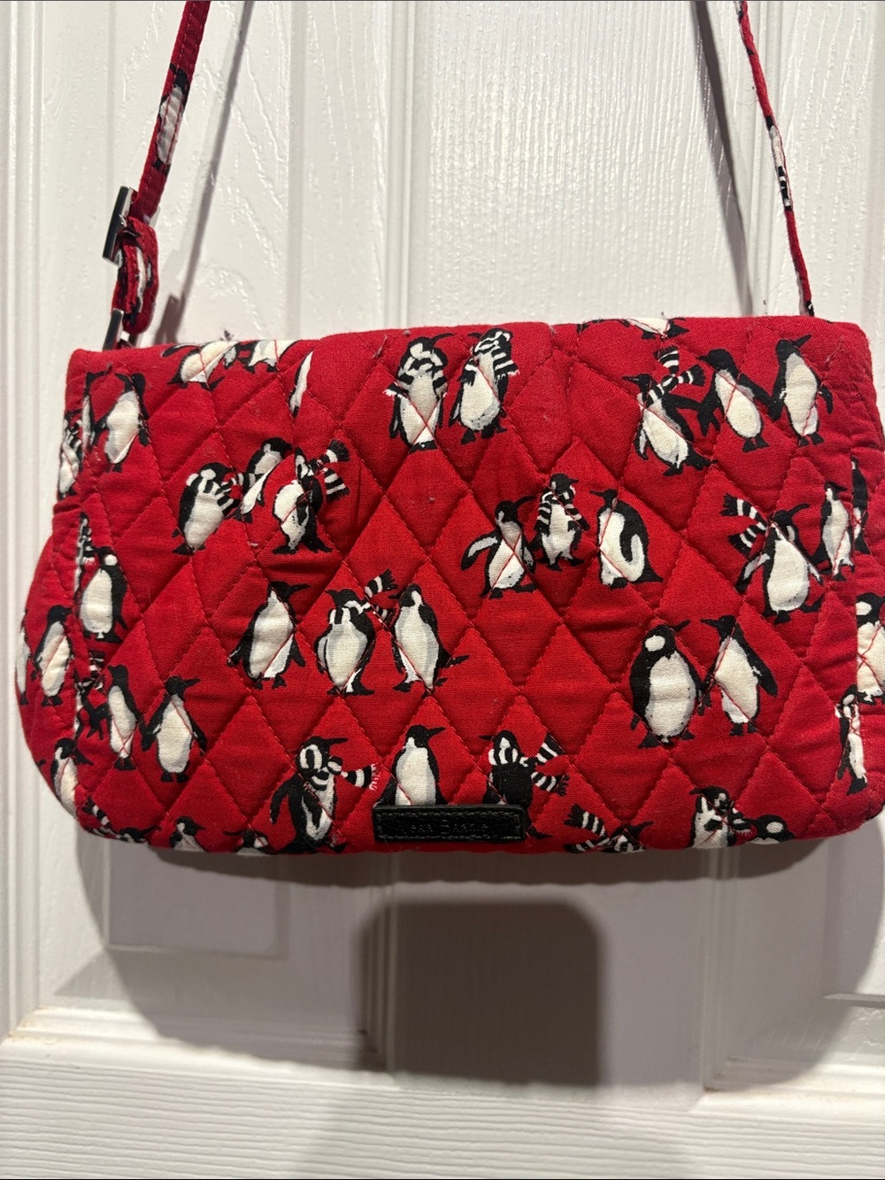 Vera Bradley Red Quilted Penguin Print Crossbody